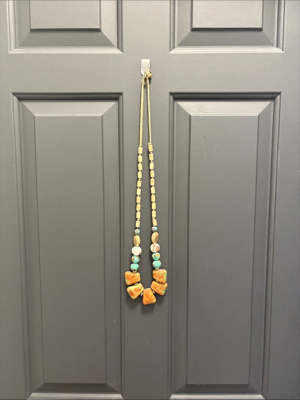 Anthropologie Turquoise and Orange Beaded Necklace
